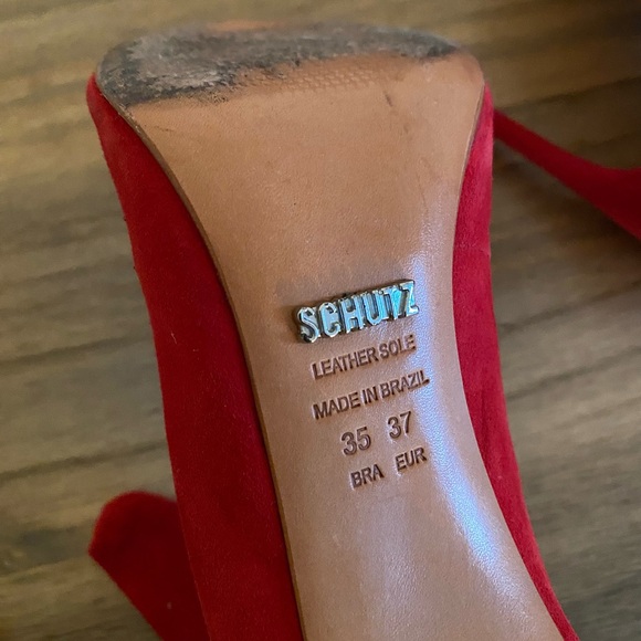SCHUTZ Red Suede Pumps, size 37 - Picture 6 of 11